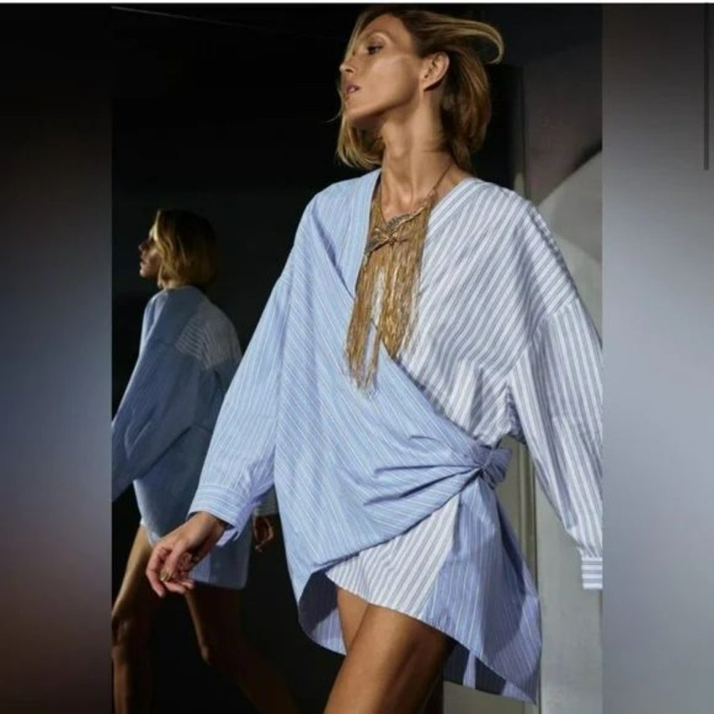 ZARA POPLIN WRAP SHIRT - Picture 5 of 10
